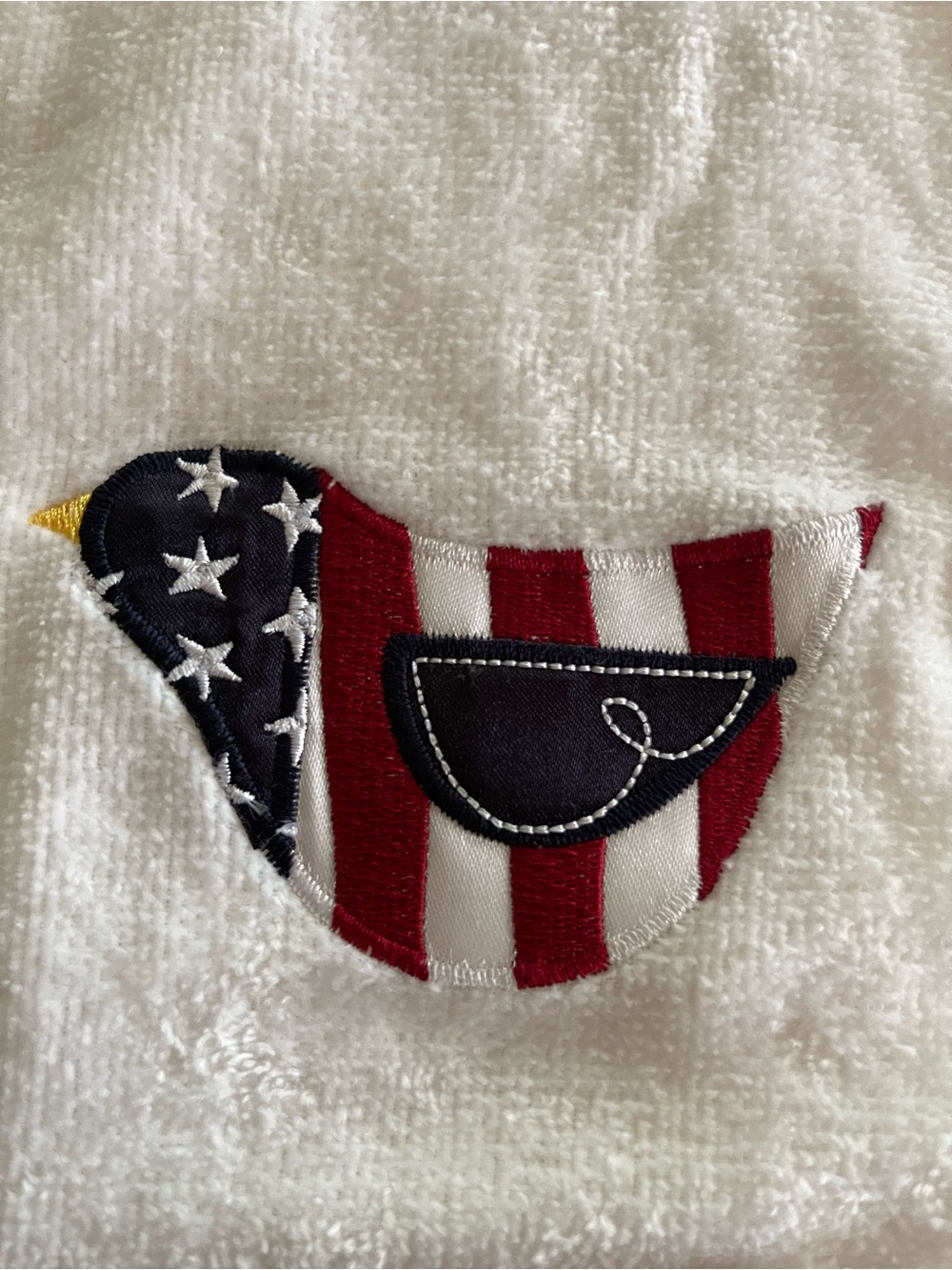 Kohl's Patriotic Bird Applique Hand Towel w Red Blue & Gold America USA NWT
